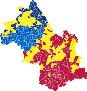 Nuance politique des candidats arrivés en tête dans chaque commune au 2e tour.