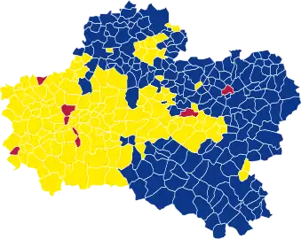 Nuance politique des candidats arrivés en tête dans chaque commune au 2e tour.