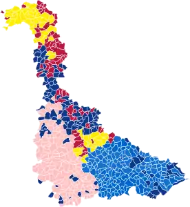 Nuance politique des candidats arrivés en tête dans chaque commune au 2e tour.