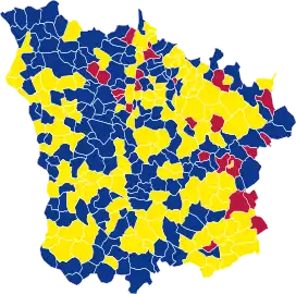 Nuance politique des candidats arrivés en tête dans chaque commune au 2e tour.