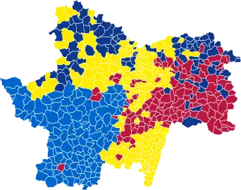 Nuance politique des candidats arrivés en tête dans chaque commune au 2e tour.