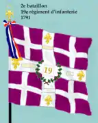 Drapeau du 2e bataillon du 19e régiment d'infanterie de ligne de 1791 à 1793