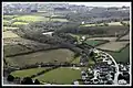 Vue aérienne depuis le rond-point de Pen Ar Reun (Nationale 265) vers la plage du Moulin Blanc