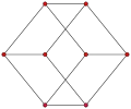 Le graphe hexaédrique a un rayon de 3 et un diamètre de 3 : tous ses sommets appartiennent à son centre.