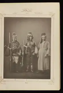 Deux Zeybeks (montagnards) et un artisan du vilayet d'Aydın, Pascal Sébah, 1873
