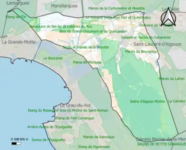 Carte des ZNIEFF de type 1 sur la commune.