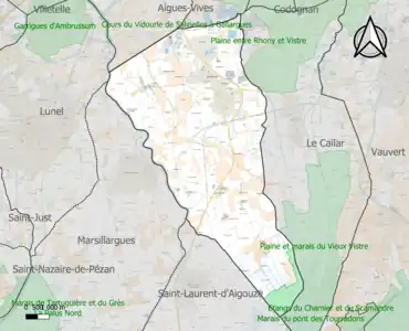 Carte de la ZNIEFF de type 1 sur la commune.