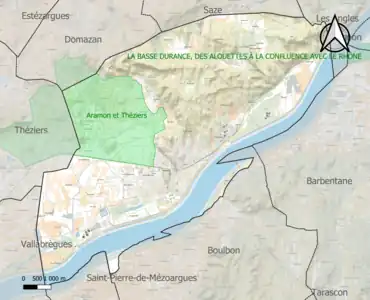 Carte de la ZNIEFF de type 1 sur la commune.