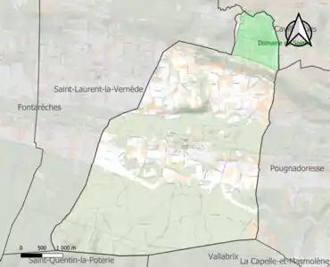 Carte de la ZNIEFF de type 1 sur la commune.