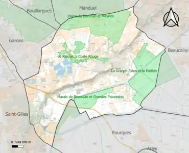 Carte des ZNIEFF de type 1 sur la commune.