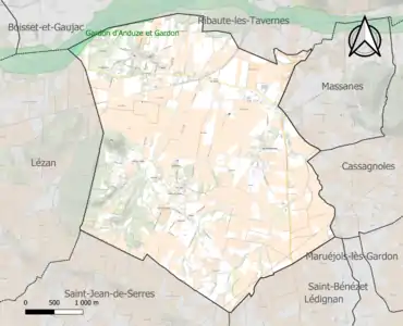 Carte de la ZNIEFF de type 1 sur la commune.