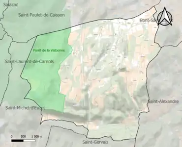 Carte de la ZNIEFF de type 1 sur la commune.