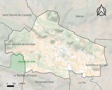 Carte de la ZNIEFF de type 1 sur la commune.