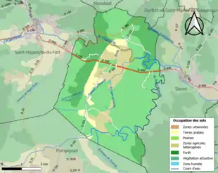 Carte en couleurs présentant l'occupation des sols.