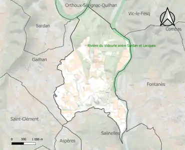 Carte de la ZNIEFF de type 1 sur la commune.