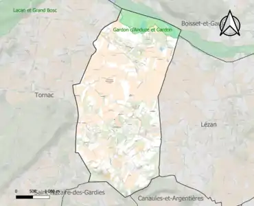 Carte de la ZNIEFF de type 1 sur la commune.