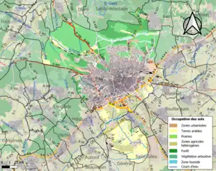 Carte en couleurs présentant l'occupation des sols.