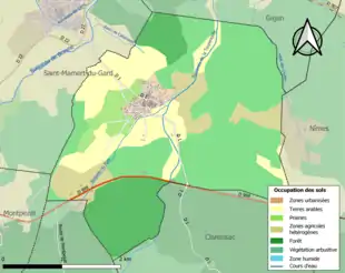 Carte en couleurs présentant l'occupation des sols.