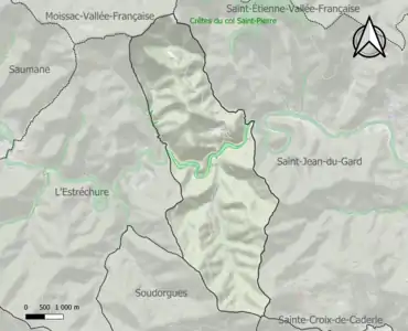 Carte de la ZNIEFF de type 1 sur la commune.