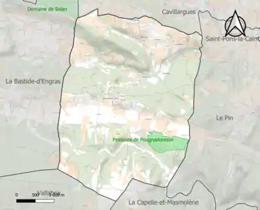 Carte de la ZNIEFF de type 1 sur la commune.