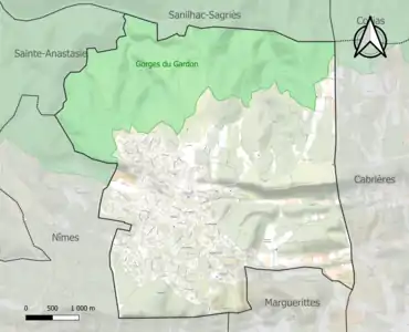 Carte de la ZNIEFF de type 1 sur la commune.