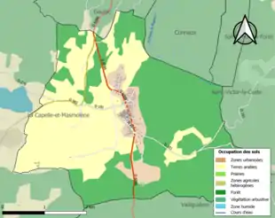 Carte en couleurs présentant l'occupation des sols.