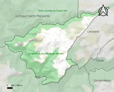 Carte de la ZNIEFF de type 1 sur la commune.