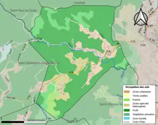 Carte en couleurs présentant l'occupation des sols.