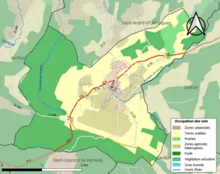 Carte en couleurs présentant l'occupation des sols.