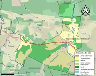 Carte en couleurs présentant l'occupation des sols.