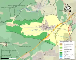 Carte en couleurs présentant l'occupation des sols.