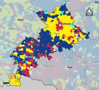 Candidat arrivé en tête au 1er tour par commune.  Emmanuel MacronMarine Le PenJean-Luc MélenchonJean LasalleDeux à égalité