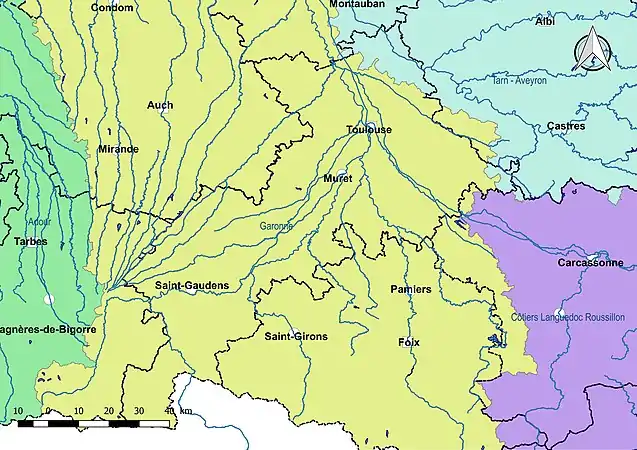 Le département est découpé en trois sous-bassins administratifs « Garonne », « Tarn-Aveyron » et « côtiers méditerranéens ».