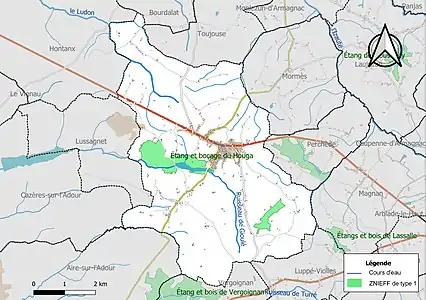 Carte des ZNIEFF de type 1 sur la commune.