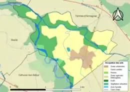 Carte en couleurs présentant l'occupation des sols.