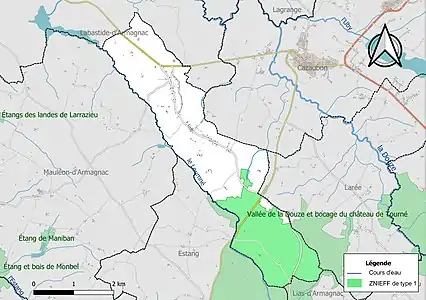 Carte de la ZNIEFF de type 1 sur la commune.