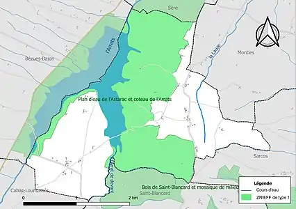 Carte de la ZNIEFF de type 1 sur la commune.