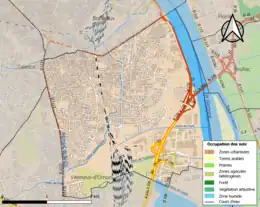 Carte en couleurs présentant l'occupation des sols.