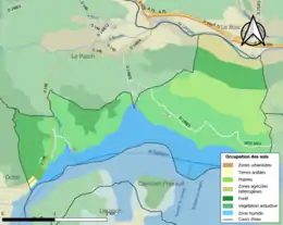 Carte en couleurs présentant l'occupation des sols.