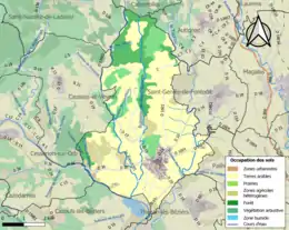 Carte en couleurs présentant l'occupation des sols.