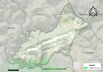 Carte de la ZNIEFF de type 1 sur la commune.