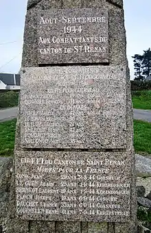 Le monument commémoratif des résistants FFI du canton de Saint-Renan (au Cosquer en Plougonvelin).