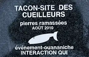 Pierre signalitique du Tacon Site des Cueilleurs.