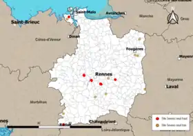 Carte des communes avec sites Seveso