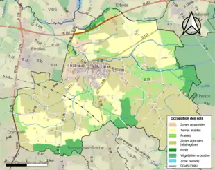 Carte en couleurs présentant l'occupation des sols.