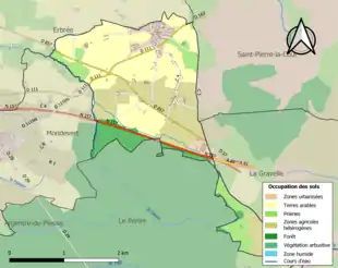 Carte en couleurs présentant l'occupation des sols.