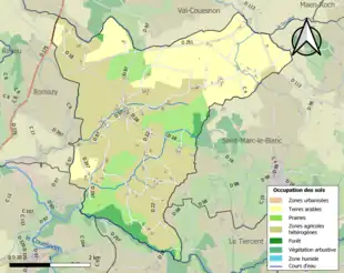 Carte en couleurs présentant l'occupation des sols.