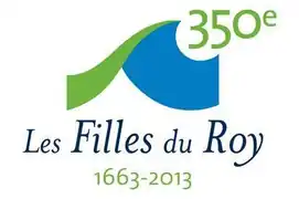 Logo du 350e anniversaire de l'arrivée des premières Filles du Roi à Québec.