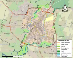 Carte en couleurs présentant l'occupation des sols.