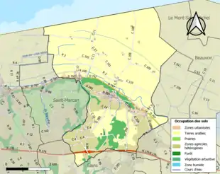 Carte en couleurs présentant l'occupation des sols.